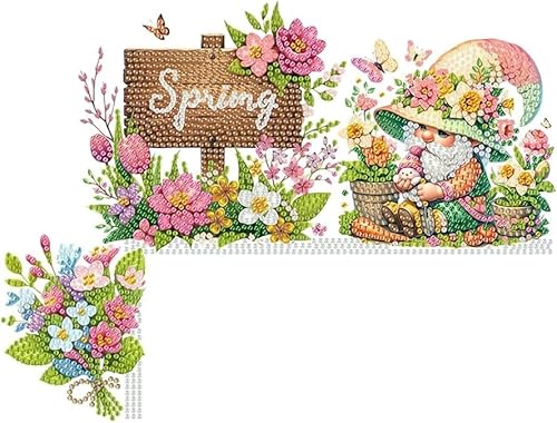 Diamond Painting Frühling Türrahmen Deko,Diamond Art Wichtel Biene Türecke Dekoration,Diamond Painting Wichtel Figur Ostern Türdeko,DIY Diamant Malerei Basteln Frühling Tür Ecke Deko (04) von Yarteim
