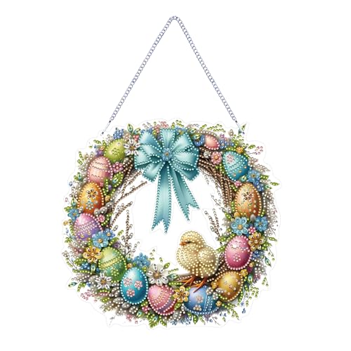 Diamond Painting Türkranz,Diamond Painting Ostern Anhänger Osterei,Diamond Painting Kranz zum Aufhängen Ostereier,DIY Diamond Painting Fensterbilder,5D Diamond Osterei Malerei Wandbehang Kit von Yarteim
