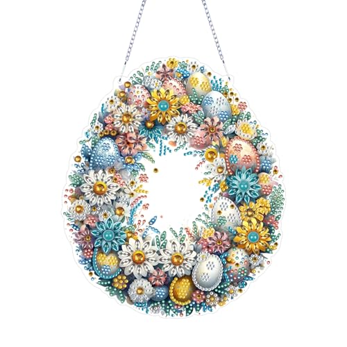 Diamond Painting Türkranz,Diamond Painting Ostern Anhänger Osterei,Diamond Painting Kranz zum Aufhängen Ostereier,DIY Diamond Painting Fensterbilder,5D Diamond Osterei Malerei Wandbehang Kit von Yarteim
