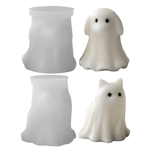 Halloween Silikonform Geist,Halloween Geister und Kürbis Kerzenformen,Geister Kerzen Formen Silikon,Halloween Epoxidharz Geist Kerzenform,Silikon Kerzen Gießform für Halloween Deko (13) von Yarteim