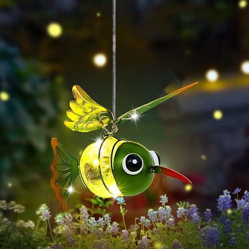 Kolibri Deko Solarleuchte Außen Gartendeko Lichterketten,Hängende Lampen Solar Lichter,Solardeko Kolibri Aussen Garten Deko Solarlampen für Außen Gartenleuchten,Terrasse,Balkon von Yarteim