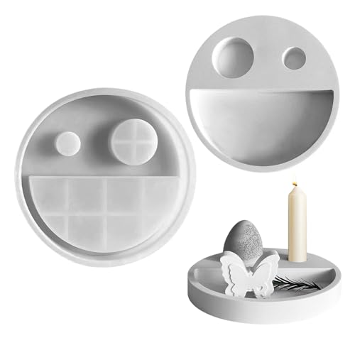 Runde Silikonform Kerzenhalter, Silikonformen Gießformen Kerzenhalter, 3D Tablett Gießform Kerzenhalter Gießformen Silikon Runde Epoxidharz Formen Giessformen Silikon für Handwerk von Yarteim