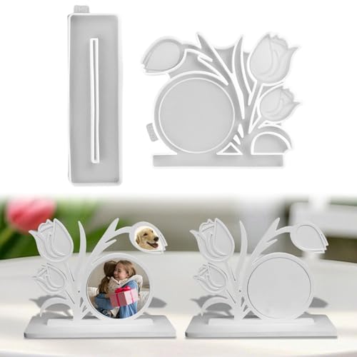 Silikonformen Gießformen Frühling,Fotorahmen Silikonform Tulpen mit Sockel,Gießformen Silikon Blumen Gips Zum Gießen Silikon Gießform Tulpen Blumen Silikonform Frühling Epoxidharz Formen für Heimdekor von Yarteim