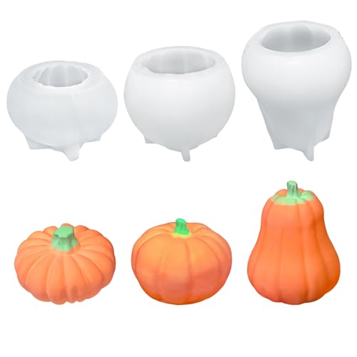 Silikonformen Gießformen Herbst, 3 Stück Silikonform Herbst Halloween Silikonform Kürbis Gips Zum Gießen, Halloween Gießformen Silikon Gießform Kürbis Giessformen Silikon für Halloween Deko von Yarteim
