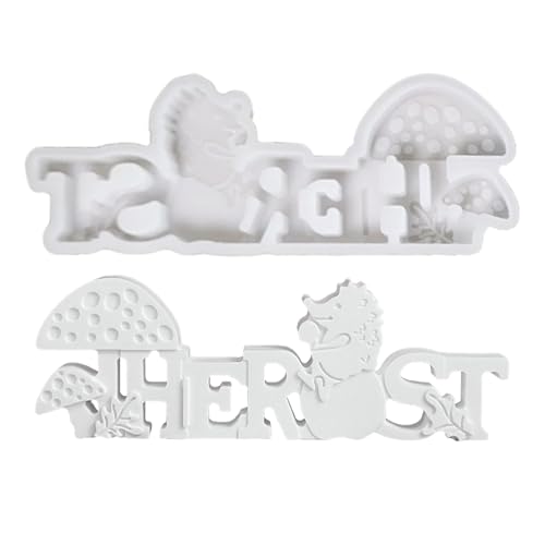 Silikonformen Gießformen Herbst, 3D Silikonform Herbst Alphabet mit Pilze und Lgel Muster, Gießformen Silikon Pilz, Gipsformen Zum Gießen, Gießform Pilze Epoxidharz Formen für DIY Thanksgiving Deko von Yarteim