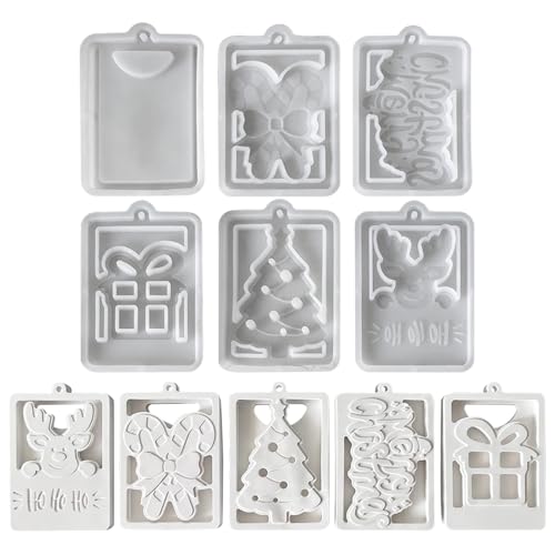 Silikonformen Gießformen Weihnachten, 5 Stück Silikonform Weihnachten Anhänger Gießformen Baum Elch Gipsformen zum Gießen Gießform Anhänger für DIY Weihnachtsdeko Christbaumschmuck von Yarteim