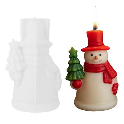 Silikonformen Gießformen Weihnachten Kerzenformen zum Gießen, 3D Weihnachten Kerzen Formen Silikon, Silikonform Kerzenform Weihnachtsbaum und Schneemann kerzen silikonformen für DIY Weihnachtsdeko von Yarteim