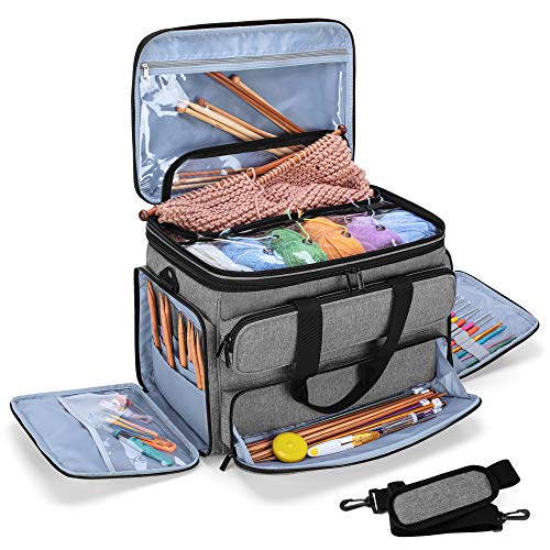 Yarwo Stricktasche zur Aufbewahrung von Wolle, Häkel Aufbewahrungstasche für Garn, Handarbeitstasche für Stricken Wolle und Häkel Zubehör, Grau Yarwo Stricktasche zur Aufbewahrung von Wolle, Häkel Aufbewahrungstasche für Garn, Handarbeitstasche für Stricken Wolle und Häkel Zubehör, Grau von Yarwo