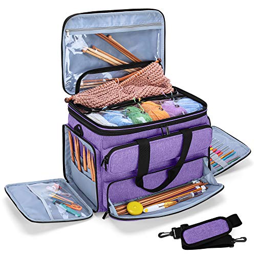 Yarwo Stricktasche zur Aufbewahrung von Wolle, Häkel Aufbewahrungstasche für Garn, Handarbeitstasche für Stricken Wolle und Häkel Zubehör, Lila Yarwo Stricktasche zur Aufbewahrung von Wolle, Häkel Aufbewahrungstasche für Garn, Handarbeitstasche für Stricken Wolle und Häkel Zubehör, Lila von Yarwo
