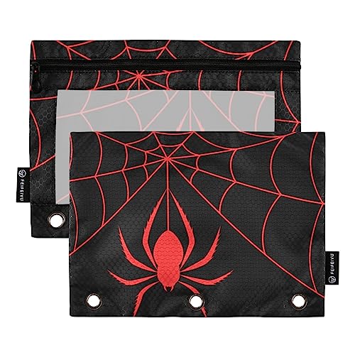 Yasala Halloween-Ordnertasche, rotes Spinnennetz, stabiles Federmäppchen für 3-Ringordner, klares Fenster, Memento-Halter, Tag der Toten, 2 Stück, 18 x 24,9 cm Yasala Halloween-Ordnertasche, rotes Spinnennetz, stabiles Federmäppchen für 3-Ringordner, klares Fenster, Memento-Halter, Tag der Toten, 2 Stück, 18 x 24,9 cm von Yasala