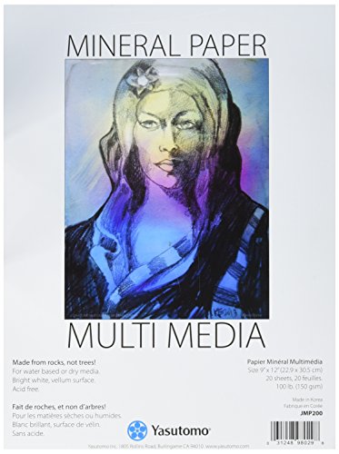 Yasutomo JMP200 Multi-Media Mineralpapierblock, 22,9 x 30,5 cm, 20 Blatt, Acryl, Mehrfarbig, 0.15x9.5x12.25 cm von Yasutomo