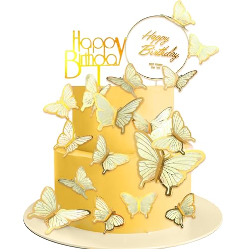 Yatinkim 22 Stück Gold Schmetterling Dekorationen für Kuchen Alles Gute zum Geburtstag Cupcake Toppers 3D Schmetterlinge Hochzeit Dekorieren Mädchen Frauen Party Jahrestag Yatinkim 22 Stück Gold Schmetterling Dekorationen für Kuchen Alles Gute zum Geburtstag Cupcake Toppers 3D Schmetterlinge Hochzeit Dekorieren Mädchen Frauen Party Jahrestag von Yatinkim