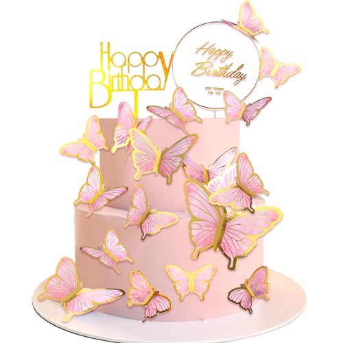 Yatinkim Rosa Schmetterling Kuchen Dekorationen Schmetterlinge Cupcake Toppers Happy Geburtstag Dekor für Mädchen Frauen Baby Dusche Hochzeit Party Wand 22 Stück Yatinkim Rosa Schmetterling Kuchen Dekorationen Schmetterlinge Cupcake Toppers Happy Geburtstag Dekor für Mädchen Frauen Baby Dusche Hochzeit Party Wand 22 Stück von Yatinkim