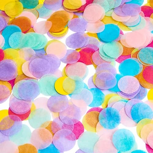 Yatrosynth 2.5cm Konfetti Bunt 6000 Stück, Confetti Deko, Glitzer Bunt Groß, Streudeko Geburtstag Pastell, Papier Confetti für Geburtstag Hochzeit Party Dekoration(50g) - Farbe von Yatrosynth