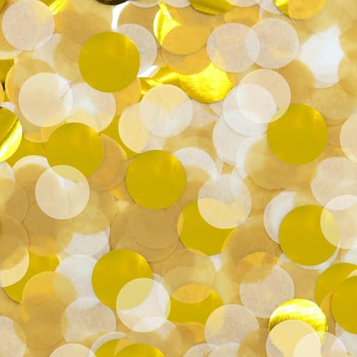 Yatrosynth 2.5cm Konfetti Bunt 6000 Stück, Confetti Deko, Glitzer Bunt Groß, Streudeko Geburtstag Pastell, Papier Confetti für Geburtstag Hochzeit Party Dekoration(50g) - Gold von Yatrosynth