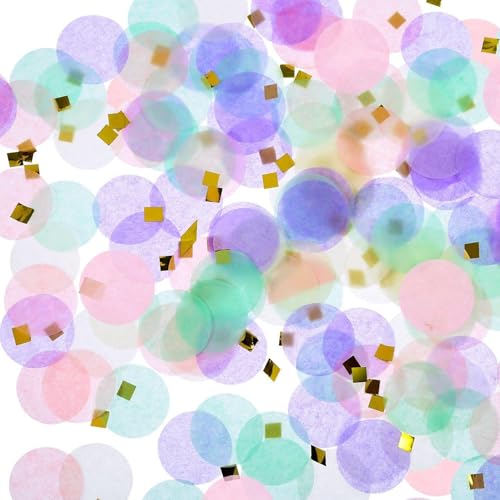 Yatrosynth 2.5cm Konfetti Bunt 6000 Stück, Confetti Deko, Glitzer Bunt Groß, Streudeko Geburtstag Pastell, Papier Confetti für Geburtstag Hochzeit Party Dekoration(50g) - Lila Rosa von Yatrosynth