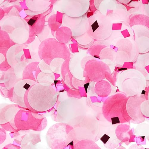 Yatrosynth 2.5cm Konfetti Bunt 6000 Stück, Confetti Deko, Glitzer Bunt Groß, Streudeko Geburtstag Pastell, Papier Confetti für Geburtstag Hochzeit Party Dekoration(50g) - Rosa von Yatrosynth