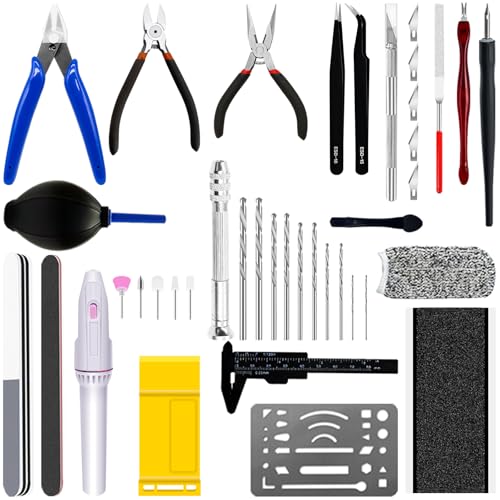 Yauhar 40-teiliges Modellbau-Werkzeug-Set für Bandai Gundam Gunpla, Hobby-Werkzeug-Set enthält Schneidzangen, Pinzetten, Schleifstäbe für Modelle, Baubau, Montage von Yauhar