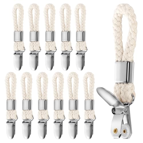 12 Stück Handtuchklammern, Handtuchclips mit Schlaufen, Handtuchaufhänger Ohne Nähen, Aufhänger für Handtücher, Geschirrtuch Handtuchhalter Clips für Kleiderschränke, Badezimmer und Küchen von Yaunming