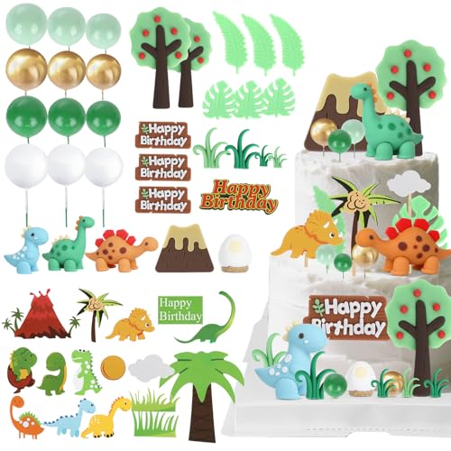 Yaunming 49 Stück Dino Tortendeko, 3D-Dinosaurier Vulkan Bäume Eier Dekokugeln Happy Birthday Card, Dekoration für Kindergeburtstag, Dino Geburtstag Deko, Aus Sicherem, Abwaschbarem Material Yaunming 49 Stück Dino Tortendeko, 3D-Dinosaurier Vulkan Bäume Eier Dekokugeln Happy Birthday Card, Dekoration für Kindergeburtstag, Dino Geburtstag Deko, Aus Sicherem, Abwaschbarem Material von Yaunming