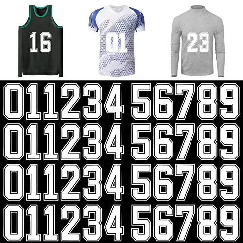 Yaveron 44 Stück Aufbügelnummern, Jersey-Wärmeübertragungsnummern für Sport-T-Shirts, Teamuniform, Fußball, Basketball, Baseball (Box weiß, 20,3 cm) von Yaveron