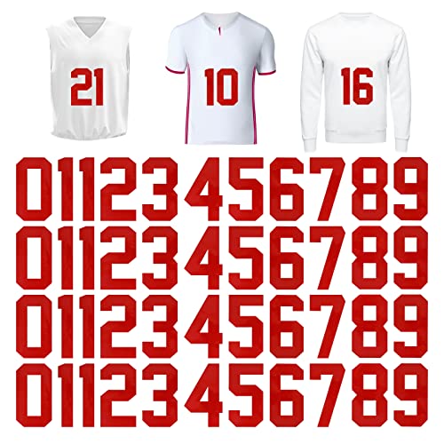 44 Stück zum Aufbügeln, Jersey-Wärmeübertragungsnummern für Sport-T-Shirts, Teamuniform, Fußball, Basketball, Baseball (rot, 20,3 cm) von Yaveron