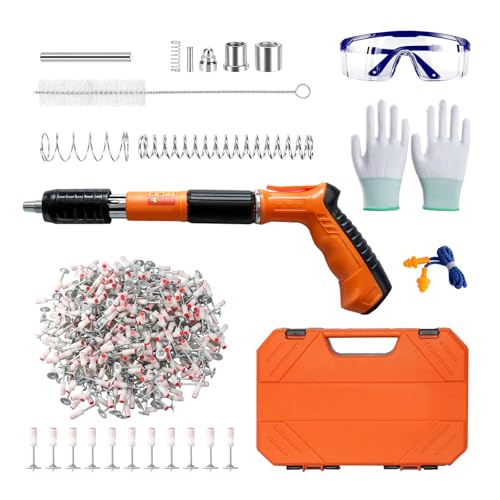 Yavinane Manuelle Nagelpistole mit 5 Stufen einstellbarer Leistung, Tragbare Bolzenschussgerät mit 180 Stück runden Nägeln für Decken, Rohre, Stromkreisinstallation, Innendekoration（orange） von Yavinane