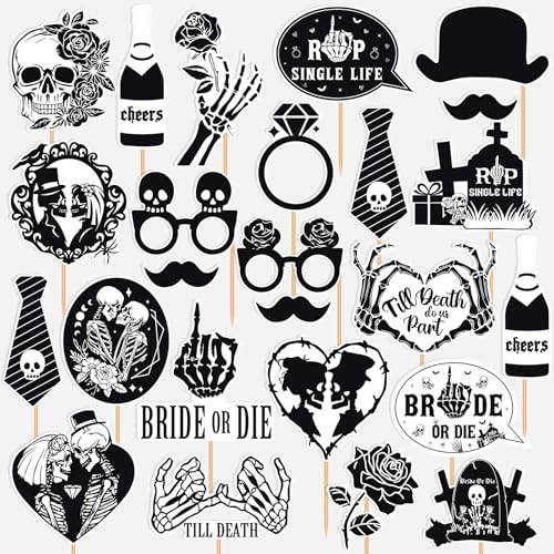 20 Stück Braut oder Stanz-Fotokabinen-Requisiten, Braut oder Die-Bachelorette-Party-Dekoration, Junggesellinnenabschied, Foto-Requisiten, Rip Single Life for Till Death Do Us Party, Bachelorette von Yavxzvbw