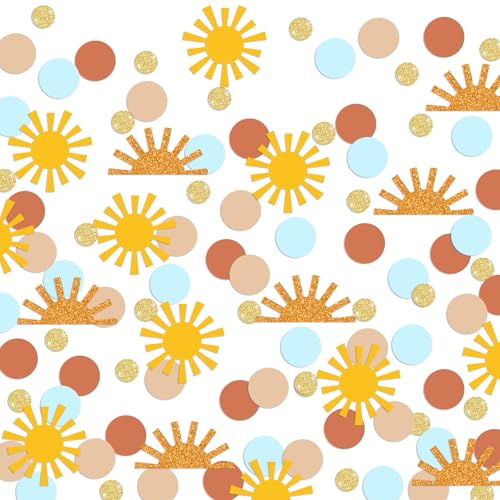 200 Stück Sonnen-Konfetti für den Tisch, "Here Comes The Son" Babyparty-Dekoration, One In the Sun 1. Geburtstag Dekorationen für Jungen, erste Reise um die Sonne, Partyzubehör, Goldbraun, Blau 200 Stück Sonnen-Konfetti für den Tisch, "Here Comes The Son" Babyparty-Dekoration, One In the Sun 1. Geburtstag Dekorationen für Jungen, erste Reise um die Sonne, Partyzubehör, Goldbraun, Blau von Yavxzvbw
