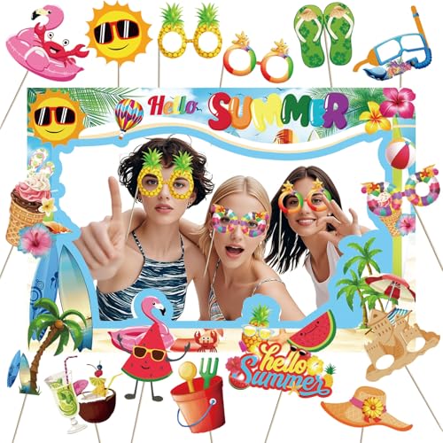 Hello Summer Photo Booth Props - Hello Summer Party Dekorationen für tropisches Hawaii-Thema Sommer Strand Party Photo Booth Requisiten Hello Summer Photo Booth Props - Hello Summer Party Dekorationen für tropisches Hawaii-Thema Sommer Strand Party Photo Booth Requisiten von Yavxzvbw