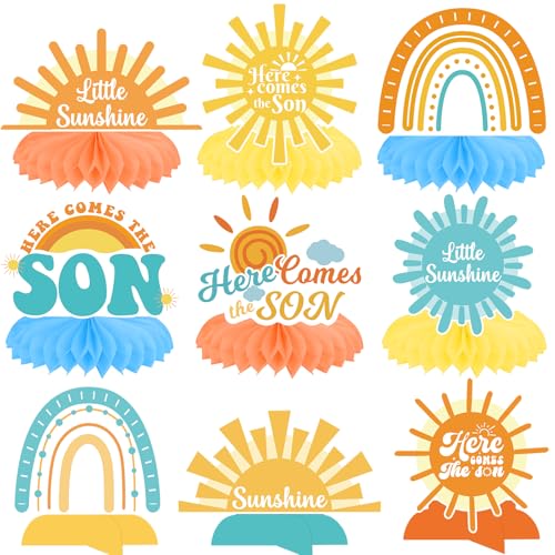 Here Comes The Son Honeycomb Centerpieces, Here Comes The Son Baby Shower Decorations, Little Sunshine Centerpieces for Table, Sunshine Baby Shower Decorations von Yavxzvbw