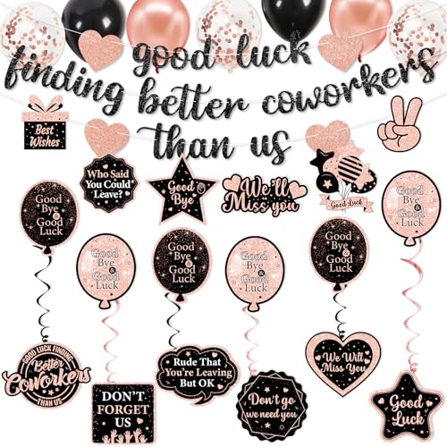 Vorbespannte "Good Luck Findet Better Coworker Than Us Coworker Leaving Decorations We Will Miss You" Banner Goodbye Party Dekorationen mit Abschiedsbanner Hängende Wirbel Luftballons Glitzer Schwarz Vorbespannte "Good Luck Findet Better Coworker Than Us Coworker Leaving Decorations We Will Miss You" Banner Goodbye Party Dekorationen mit Abschiedsbanner Hängende Wirbel Luftballons Glitzer Schwarz von Yavxzvbw