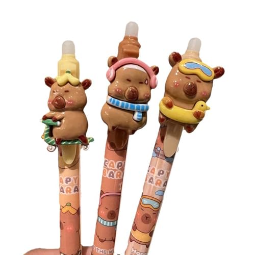6 Stück Capybara lösch Bare Presse Stift Kawaii Harz Gel Stifte Schüler Schreibwaren Niedlich Kugelschreiber Schul zubehör Büro zubehör von Yawdil
