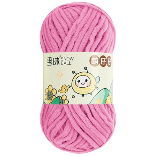 100 G/Rolle Chenille Garn,MakrameeGarn 5mm, 68 MChenille Wolle Zum Häkeln, ChunkyChenille-Garn Zum Stricken UndHäkeln (Dunkelrosa,1 PCS) von YayaVrillant