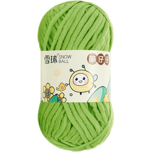 100 G/Rolle Chenille Garn,MakrameeGarn 5mm, 68 MChenille Wolle Zum Häkeln, ChunkyChenille-Garn Zum Stricken UndHäkeln (Grasgrün,1 PCS) von YayaVrillant