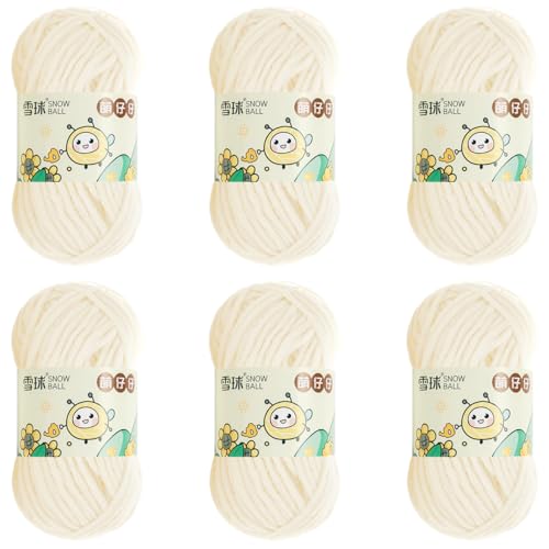 100 g/Rolle Chenille Yarn, Chenille Garn, 68mChenille Wolle Zum Häkeln, bulkyyarn for hand knitting, ChunkyChenille-Garn Zum Stricken UndHäkeln (Beige,6 PCS) von YayaVrillant