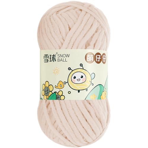 100 g/Rolle Chenille Yarn, Chenille Garn, 68mChenille Wolle Zum Häkeln, bulkyyarn for hand knitting, ChunkyChenille-Garn Zum Stricken UndHäkeln (Dunkelbeige,1 PCS) von YayaVrillant