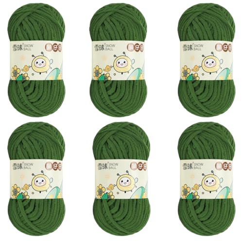 100 g/Rolle Chenille Yarn, Chenille Garn, 68mChenille Wolle Zum Häkeln, bulkyyarn for hand knitting, ChunkyChenille-Garn Zum Stricken UndHäkeln (Dunkelgrün,6 PCS) von YayaVrillant