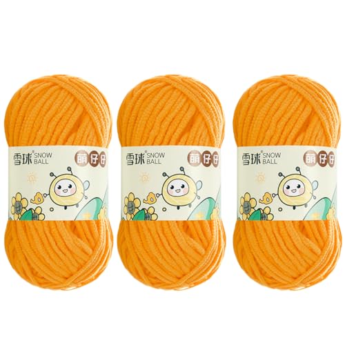 100 g/Rolle Chenille Yarn, Chenille Garn, 68mChenille Wolle Zum Häkeln, bulkyyarn for hand knitting, ChunkyChenille-Garn Zum Stricken UndHäkeln (Gelb,3 PCS) von YayaVrillant
