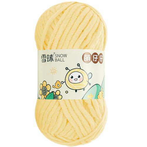 100 g/Rolle Chenille Yarn, Chenille Garn, 68mChenille Wolle Zum Häkeln, bulkyyarn for hand knitting, ChunkyChenille-Garn Zum Stricken UndHäkeln (Hellgelb,1 PCS) von YayaVrillant