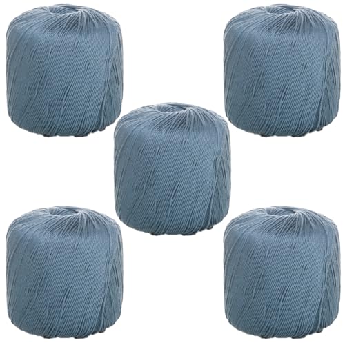 40g Sockenwolle Farbverlauf | 125m Garn Sockengarn Aus Baumwolle in Verschiedenen Farben | Handstrickgarn Aus 100% Cotton | Wolle Zum Stricken & Häkeln (Grau-Cyan,5 PCS) von YayaVrillant