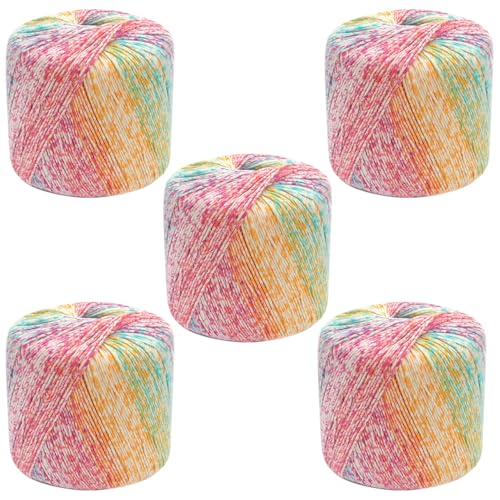 40g Sockenwolle Farbverlauf | 125m Garn Sockengarn Aus Baumwolle in Verschiedenen Farben | Handstrickgarn Aus 100% Cotton | Wolle Zum Stricken & Häkeln (Kombination A,5 PCS) von YayaVrillant