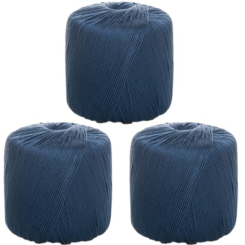 40g Sockenwolle Farbverlauf | 125m Garn Sockengarn Aus Baumwolle in Verschiedenen Farben | Handstrickgarn Aus 100% Cotton | Wolle Zum Stricken & Häkeln (Marineblau,3 PCS) von YayaVrillant