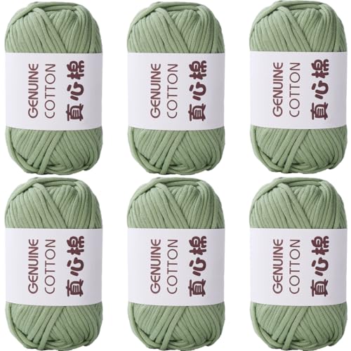 Baumwolle Zum Stricken, 50g Per Roll Häkelgarn Wolle, 3mm Dicke BaumwolleZum Häkeln, Häkelwolle Chenille Wolle Zum Häkeln Häkelwolle,Dickes Baumwoll-Nylon-Mischgarn (Grau Grün,6 PCS) von YayaVrillant