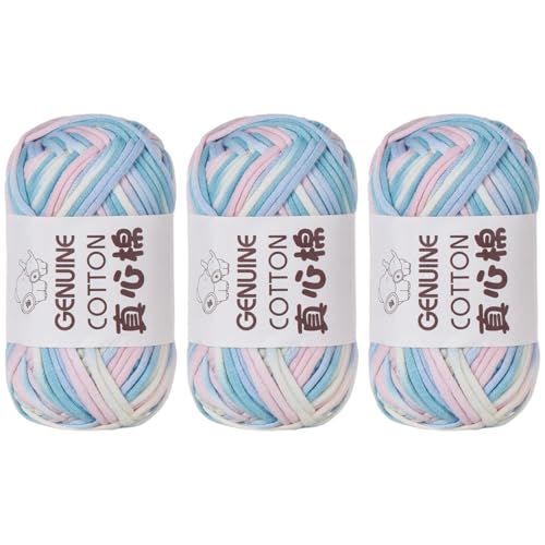 Baumwolle Zum Stricken, 50g Per Roll Häkelgarn Wolle, 3mm Dicke BaumwolleZum Häkeln, Häkelwolle Chenille Wolle Zum Häkeln Häkelwolle,Dickes Baumwoll-Nylon-Mischgarn (Kombination F,3 PCS) von YayaVrillant