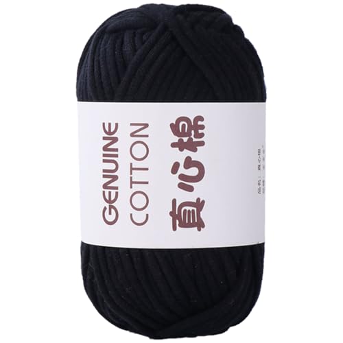 Baumwolle Zum Stricken, 50g Per Roll Häkelgarn Wolle, 3mm Dicke BaumwolleZum Häkeln, Häkelwolle Chenille Wolle Zum Häkeln Häkelwolle,Dickes Baumwoll-Nylon-Mischgarn (Schwarz,1 PCS) von YayaVrillant