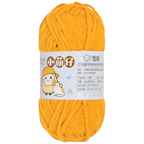 Chenille Garn 3.5mm, Chenille Wolle Zum Häkeln, Super Chunky Chenille-Garn Zum Stricken Und Häkeln, Chenille Wolle Zum Häkeln 50 G – 60 M (Eigelb,1 PCS) von YayaVrillant