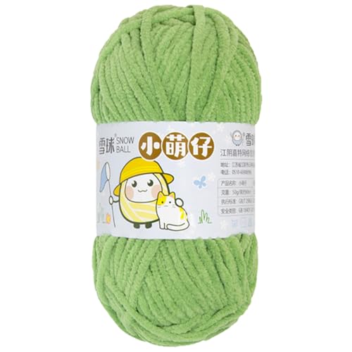 Chenille Garn 3.5mm, Chenille Wolle Zum Häkeln, Super Chunky Chenille-Garn Zum Stricken Und Häkeln, Chenille Wolle Zum Häkeln 50 G – 60 M (Grün,1 PCS) von YayaVrillant