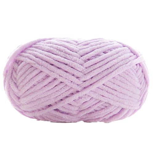 Chenille Garn 3.5mm, Chenille Wolle Zum Häkeln, Super Chunky Chenille-Garn Zum Stricken Und Häkeln, Chenille Wolle Zum Häkeln 50 G – 60 M (Hellviolett,1 PCS) von YayaVrillant