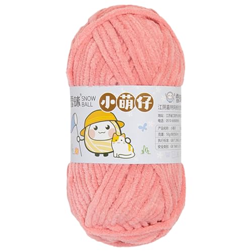 Chenille Garn 3.5mm, Chenille Wolle Zum Häkeln, Super Chunky Chenille-Garn Zum Stricken Und Häkeln, Chenille Wolle Zum Häkeln 50 G – 60 M (Rosa Orange,1 PCS) von YayaVrillant